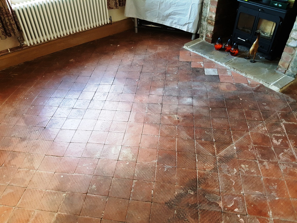 Quarry Tiles in Hale Before Cleaning