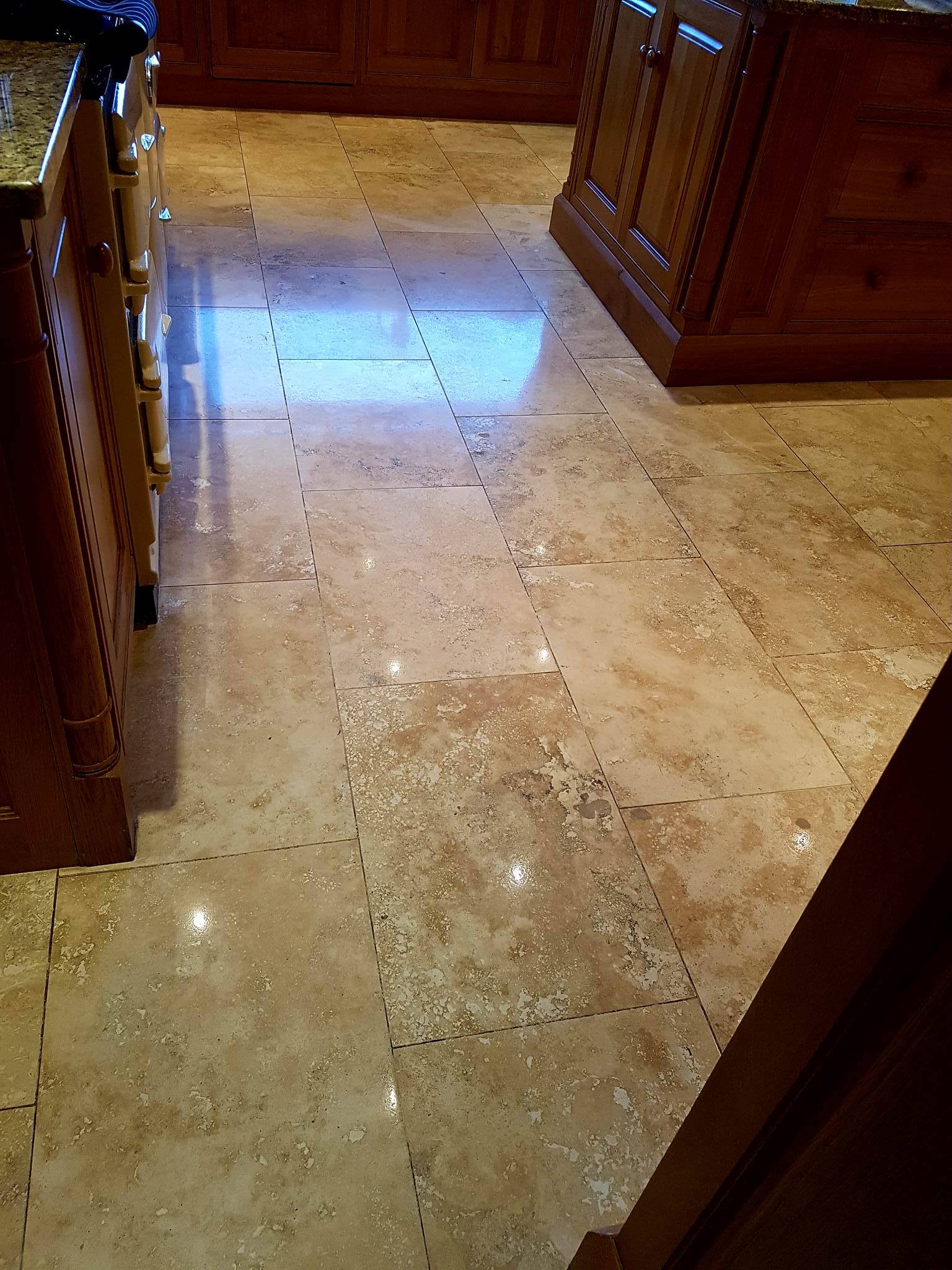 Travertine Tiled Floor After Cleaning Bury