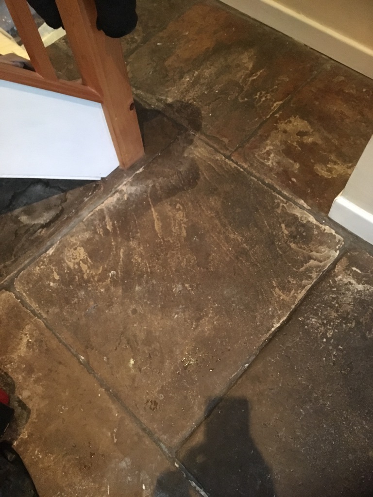 Old Flagstone Floor Before Cleaning Broadbottom