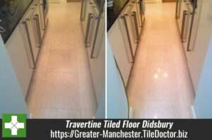 Recently Laid Travertine Tiled Floor Cleaned in Didsbury