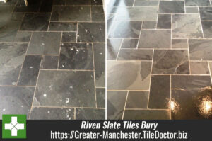 Riven Slate Tiled Floor Cleaned and Sealed in Bury