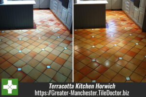 Terracotta Tiled Kitchen Floor Cleaned and Sealed in Horwich