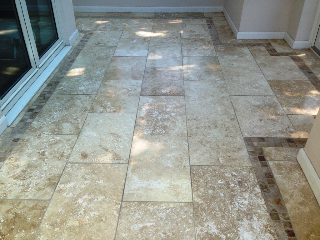 Damaged Travertine Tiles Oldam Conservatory After