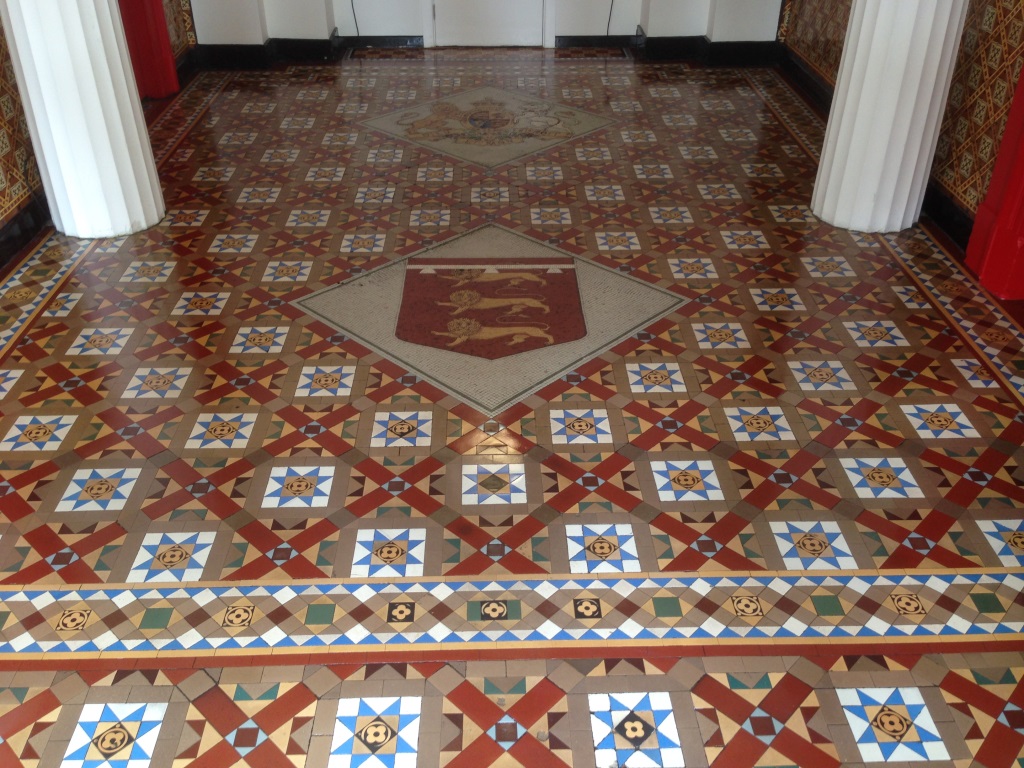 Victorian Tiles at Salford Town hall after