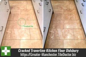 Cracked Travertine Tiled Kitchen Floor Maintained in Didsbury