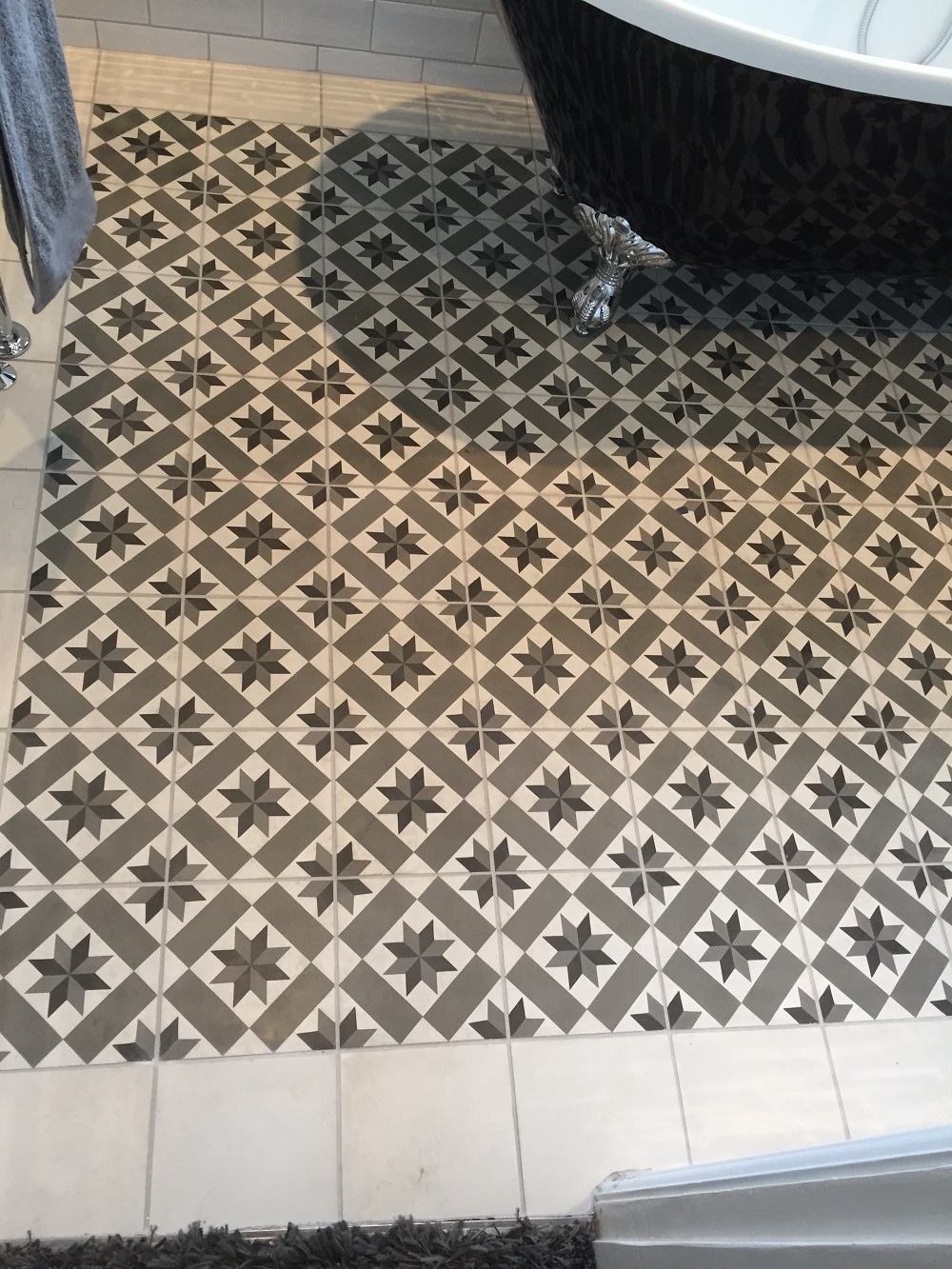 Encaustic Cement Floor Tiles Before Cleaning Stockport