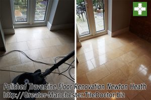 Renovating Dull Travertine Tiles in Newton Heath