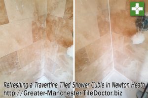 Renovating Travertine Shower Cubicle in Newton Heath