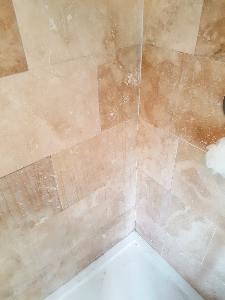 Travertine Shower Before Cleaning Newton Heath