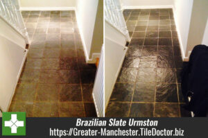 Brazilian Slate tiled cellar floor in Urmston, Manchester