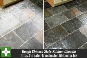 Rough Chinese Slate Kitchen Floor Revitalised in Cheadle