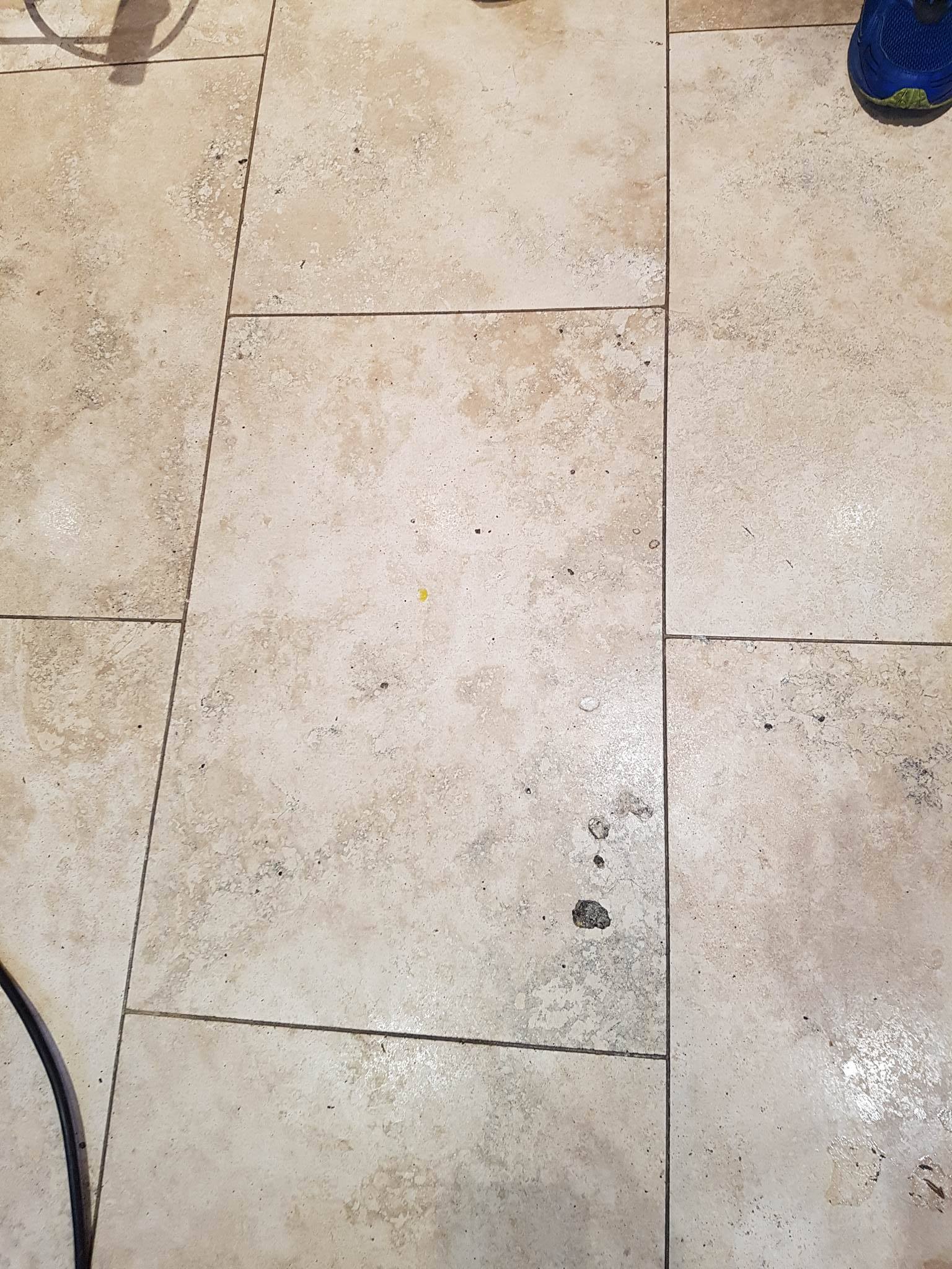 Travertine Tiled Floor Before Cleaning Bury