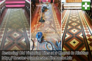 Victorian Tiled Chruch Floor Before and After Renovation in Rishton