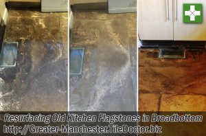 Old Flagstone Kitchen Floor Before After Restoration Broadbottom