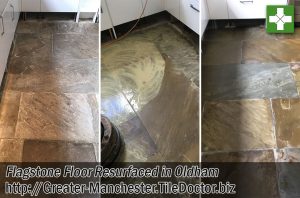 Flagstone Tiled Floor Before After Resurfacing Oldham