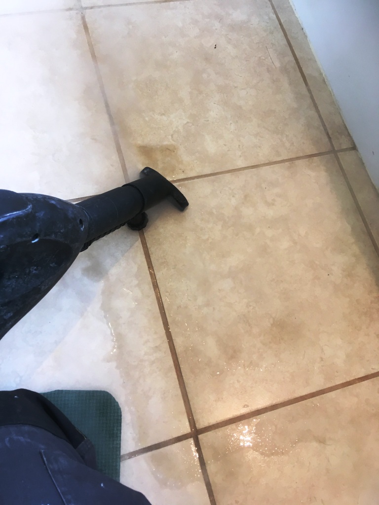 Bathroom Floor Grout During Steam Cleaning in Romiley