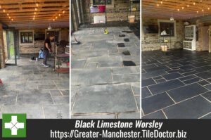 Black Limestone Floor Before After Renovation Worsley Salfords